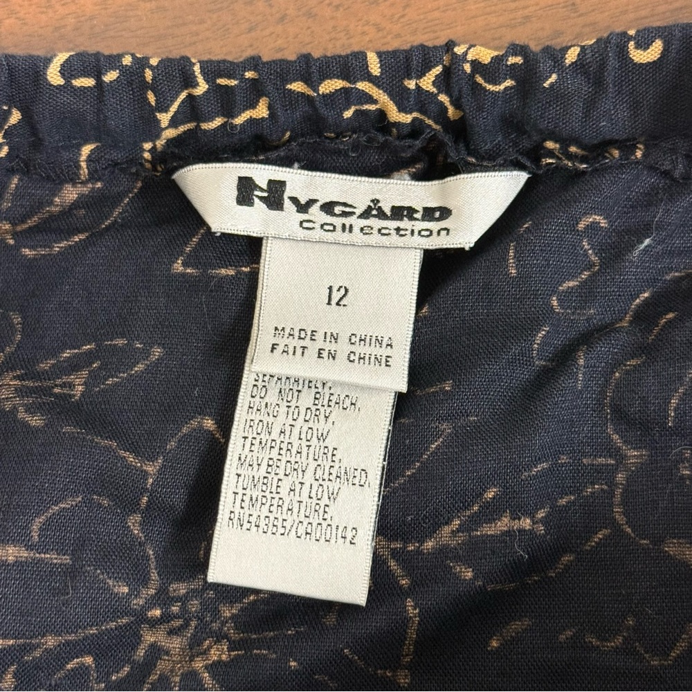 Nygard Collection Black Gold Floral Midi Skirt Size 12 | Elegant Evening Party - Picture 6 of 8